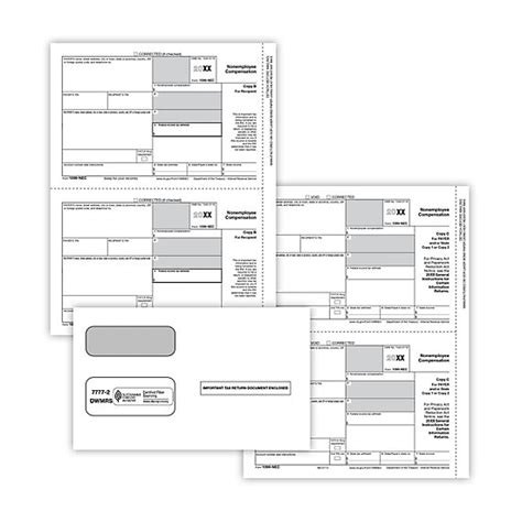 1099-NEC Laser Z Printed Packaged 3-Part 3-Up Forms (50 Emp)