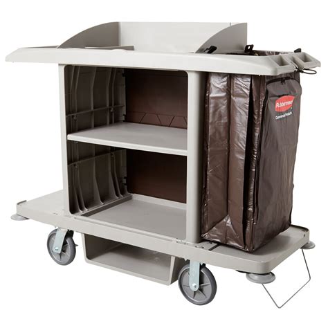 Rubbermaid 1969596 Gray Full Size Housekeeping Cart (FG618900PLAT)