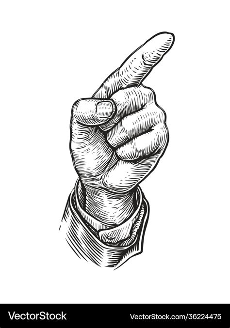 Hand with pointing finger sketch vintage Vector Image