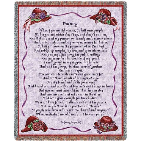 Red Hat Society Warning Poem Art Tapestry Throw