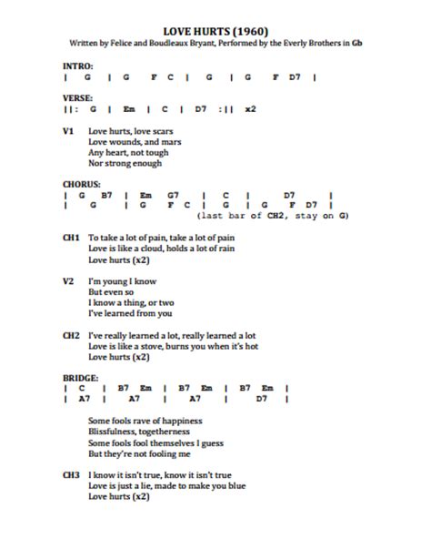 Everly Brothers Harmony: "Love Hurts" - Chords & Lyrics