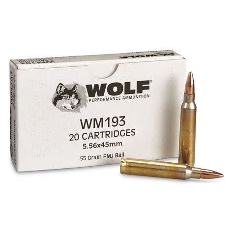 Wolf Gold, .223 (5.56x45mm), M193 FMJ Ammo, 55 Grain, 20 Rounds - 712230, .223 (5.56x45mm) Ammo ...