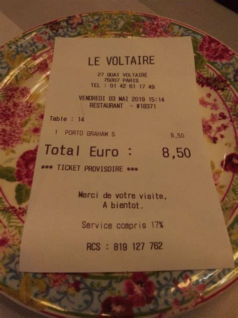 Menu at Le Voltaire cafe, Paris, 27 Quai Voltaire