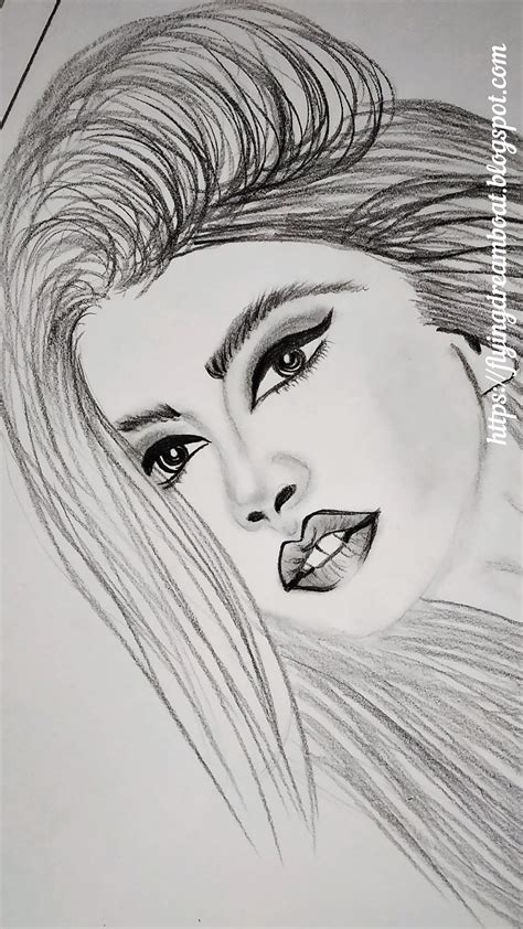 FlyInG dReAm bOaT : Beautiful Girl Face Drawing || Pencil Portrait || Pretty Lady Sketch