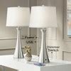 360 Lighting Karl Modern Table Lamps 27 1/2" Tall Set Of 2 Brushed Nickel With Usb And Outlet ...