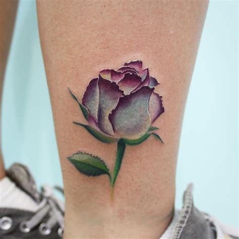 Violet rose tattoo on the ankle - Tattoogrid.net