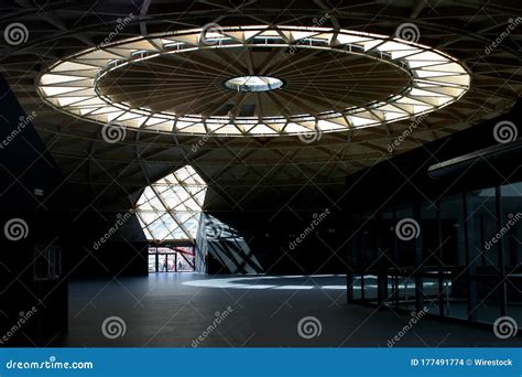 Interior Shot of a Train Station in the Montjuic District. Barcelona Editorial Stock Image ...