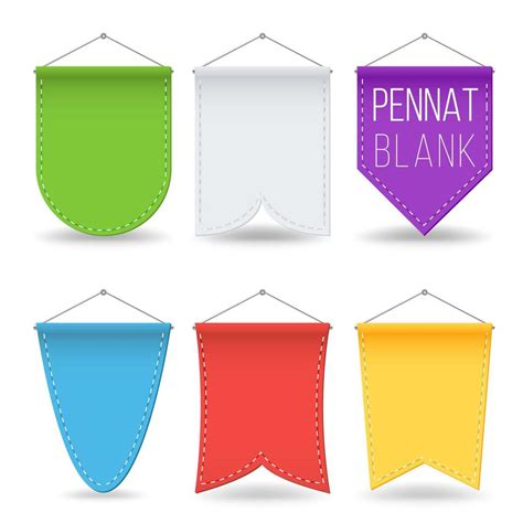 Pennant Template Set Vector. Colorful Bright Hanging Empty Pennants ...