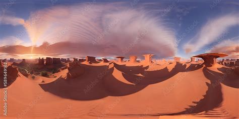 sunset in the desert, HDRI, skybox Created using generative AI. Stock ...