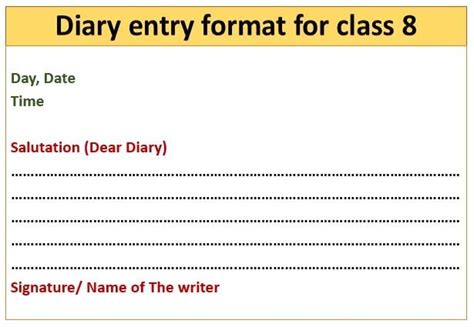 CBSE Diary entry for class 8, Important questions, Format, topics, pdf – | Diary entry, Diary ...