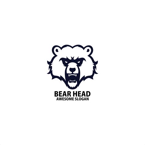 bear head logo design line color 27653623 Vector Art at Vecteezy