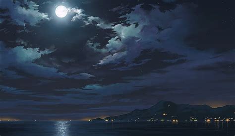 HD wallpaper: Anime, Original, Cloud, Landscape, Moon, Ocean, Sky, cloud - sky | Wallpaper Flare ...