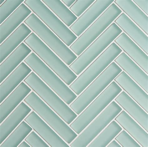 Glacier Green Glass Herringbone Mosaic Tiles | Mandarin Stone ...