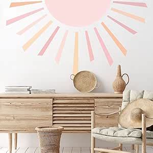 Amazon.com: Supzone Boho Half Sun Wall Decals Large Sunrise Wall ...