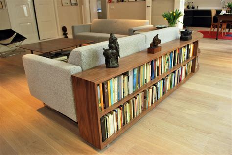 Low walnut bookcase behind sofa - Jeroen Kool Bookcase Behind Sofa, Low ...