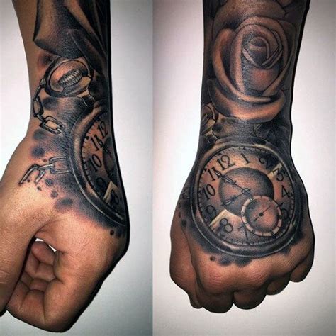 103 Amazing Pocket Watch Tattoo Designs for Men [2024 Guide] | Hand ...