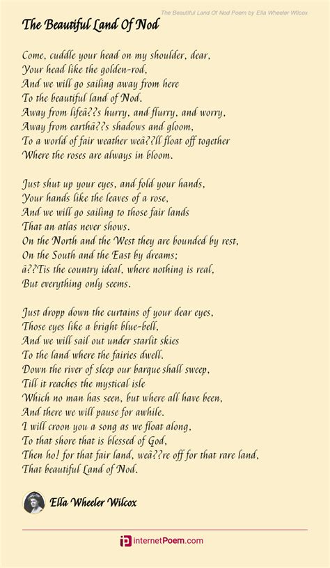 The Beautiful Land Of Nod Poem by Ella Wheeler Wilcox