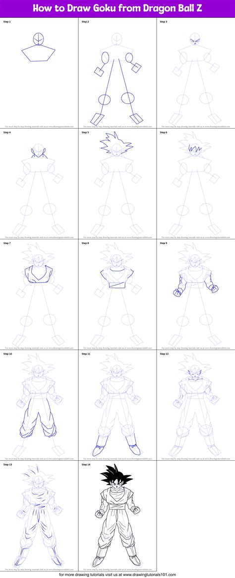 How To Draw Goku Step By Step Dragon Ball Easy Drawing Tutorial ...