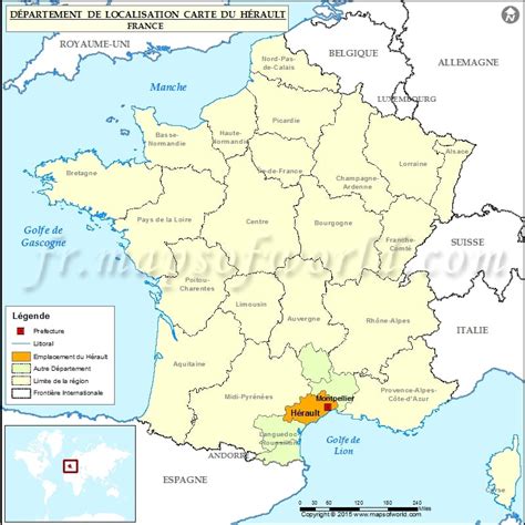 Hérault Carte de localisation, département de l'Hérault, France