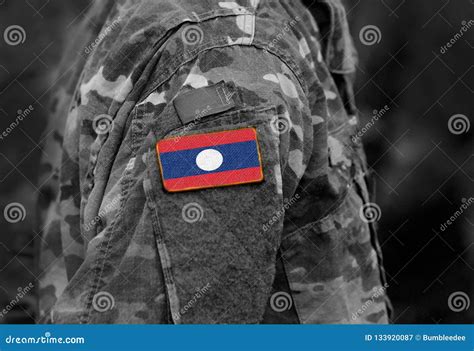 Flag of Laos on Soldiers Arm. Flag of Laos on Military Uniforms Stock ...