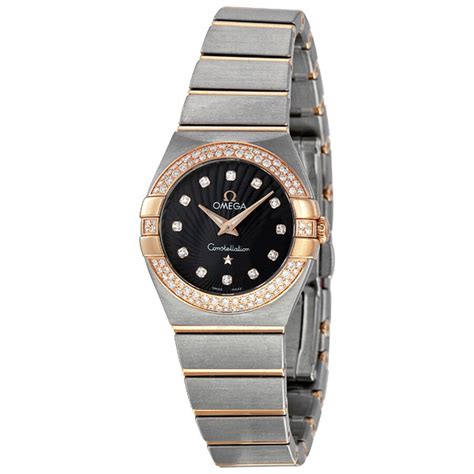 Omega Constellation Blue Dial Steel and Rose Gold Diamond Ladies Watch 12325246053001 123.25.24 ...