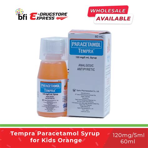 BFI E-Drugstore Tempra Paracetamol Syrup for Kids 120mg/5ml Orange 60ml | Lazada PH