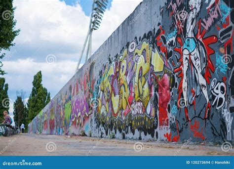 Graffiti Wall at Berlin Mauerpark, Former Boder between East and ...