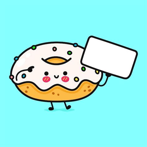 Premium Vector | Cute funny donut with poster