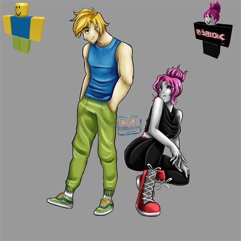 Noob and His ROBLOX GF, Guest by aldebearart on DeviantArt