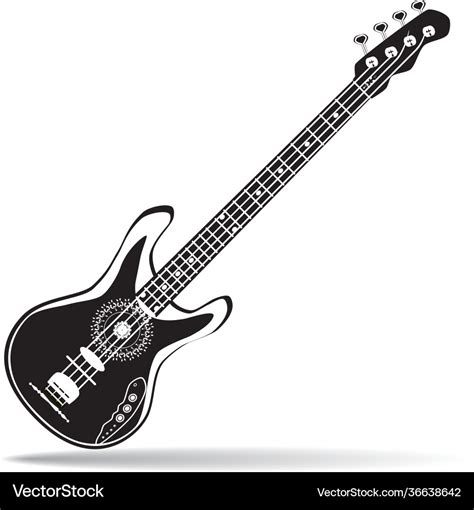 Black and white bass guitar Royalty Free Vector Image