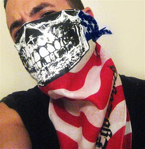 Patriotic USA American Flag Skull Face Bandana Mask for Bikers | Etsy