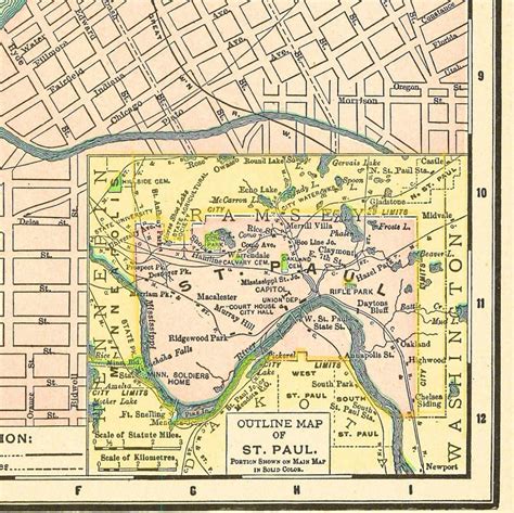 Printable Vintage Antique Map of St. Paul Minnesota circa | Etsy