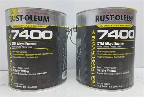 2 PACK RUST-OLEUM 7400 DTM Alkyd Enamel Paint Safety Yellow 1 Gal 944402 *Open $49.00 - PicClick