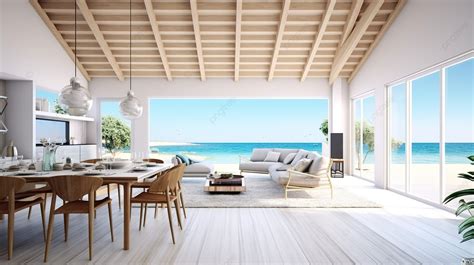 Contemporary Beach House A Striking Visual Of The Living And Dining Areas With A Breathtaking ...