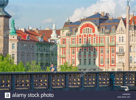 Prague art nouveau architecture, pastel coloured art nouveau buildings ...