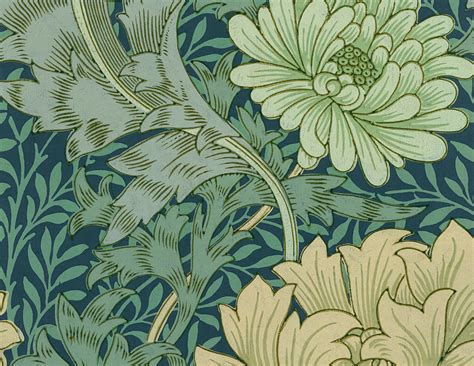 William Morris Wallpaper Sample with Chrysanthemum Painting by William ...