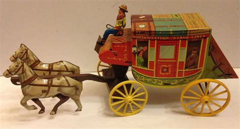 Vintage Northwestern Stage Lines Tin Litho Horse Drawn Stagecoach Toy ...