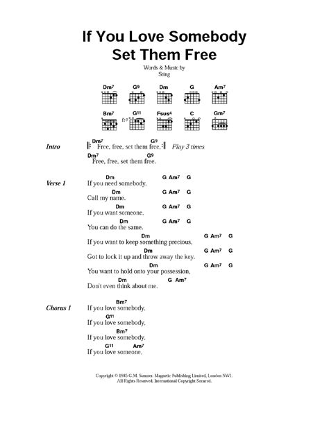 If You Love Somebody Set Them Free by Sting - Guitar Chords/Lyrics ...