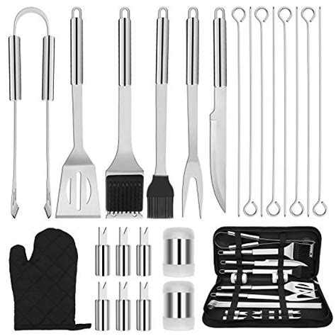 JOW Grill Accessories Set, 26-Piece BBQ Utensils Stainless Steel Grilling Kit with Case, Great ...