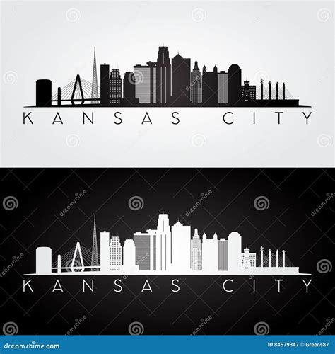 Kansas City Skyline Silhouette. Stock Vector - Illustration of ...