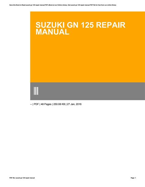 Suzuki gn 125 repair manual by p9749 - Issuu