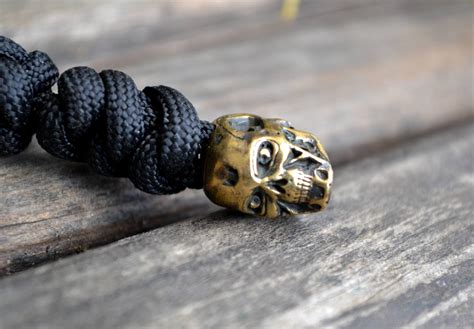 Paracord Keychain With Terminator Brass Bead Unique Gift for - Etsy