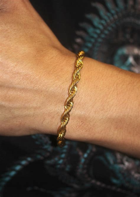 Gold Plated Mens Solid Rope Bracelet – FrostNYC