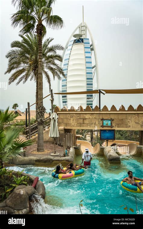 The Burj Al Arab at the Wild Wadi waterpark in Dubai, UAE, MIddle East ...