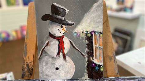 How To Paint A SNOWMAN ☃️ easy acrylic painting tutorial - YouTube