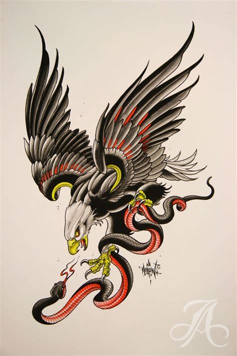 eagle vs snake | Old school tattoo designs, Traditional eagle tattoo ...