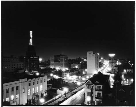 Night view of downtown Los Angeles (Central Library & Richfield building), 1932