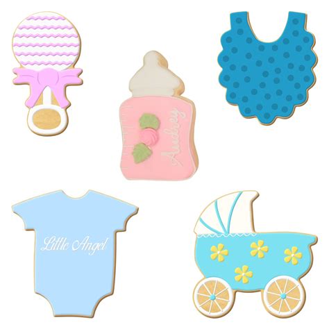 CookieCutter.com 5 Piece Baby Shower Cookie Cutter Set Carriage, Chunky Bottle, Bodysuit, Bib ...