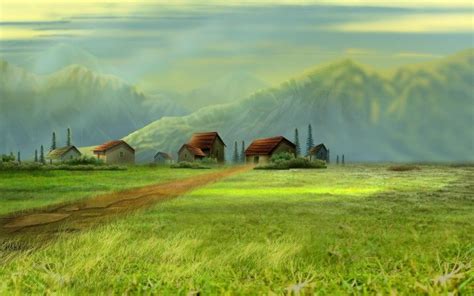 Animated village Free HD Wallpaper | Colorful landscape, Landscape wallpaper, Beautiful nature