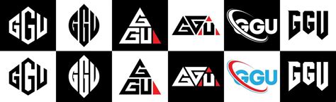 GGU letter logo design in six style. GGU polygon, circle, triangle ...